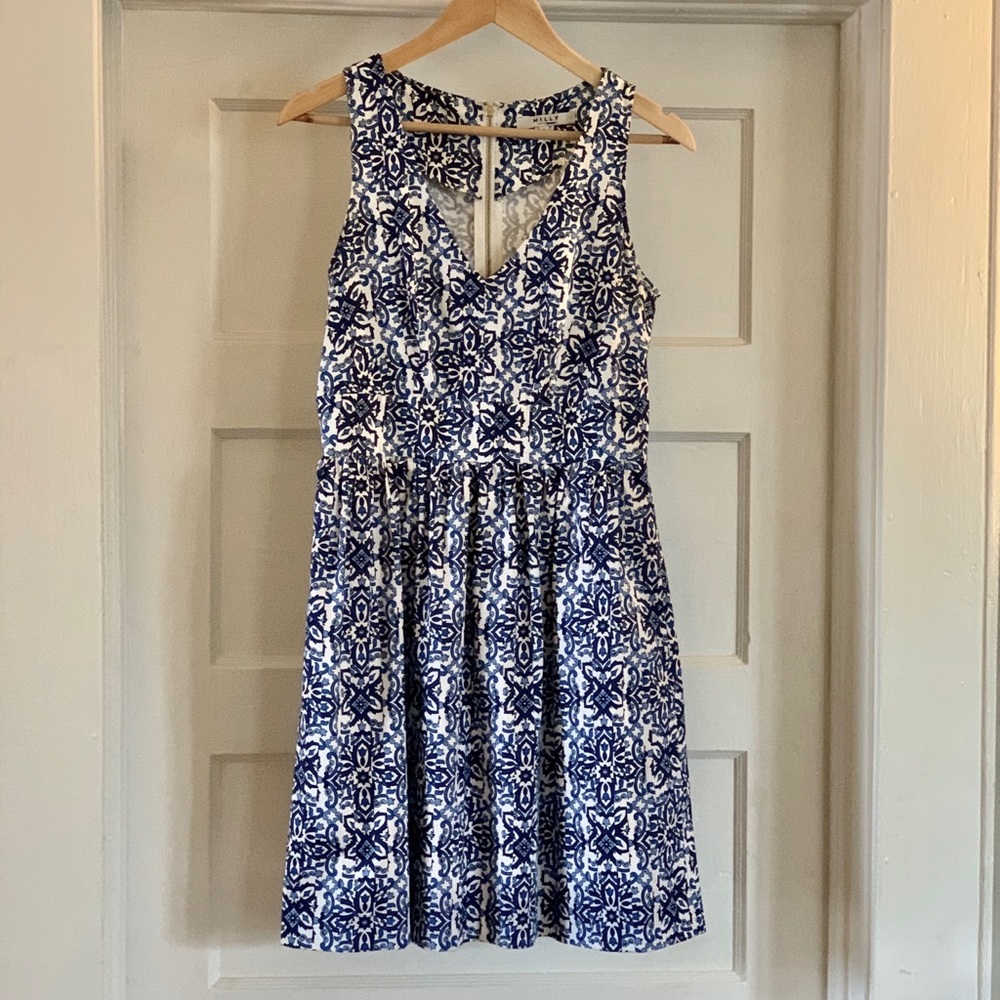 Milly dress, sleeveless blue paisley